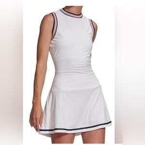 Varley White Sleeveless Tennis Dress with Navy Trim